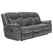 Benjara Conie 2pc Manual Recliner Sofa and Loveseat Set- Gray Faux Leather