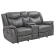 Benjara Conie 2pc Manual Recliner Sofa and Loveseat Set- Gray Faux Leather