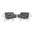 Benjara Conie 2pc Manual Recliner Sofa and Loveseat Set- Gray Faux Leather