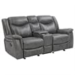 Benjara Conie 2pc Manual Recliner Sofa and Loveseat Set- Gray Faux Leather