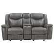 Benjara Conie 2pc Manual Recliner Sofa and Loveseat Set- Gray Faux Leather