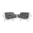 Benjara Conie 2pc Manual Recliner Sofa and Loveseat Set- Gray Faux Leather