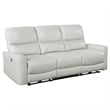Benjara Lima 2pc Power Reclining Sofa and Loveseat Set- Ivory Faux Leather
