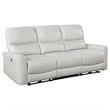 Benjara Lima 2pc Power Reclining Sofa and Loveseat Set- Ivory Faux Leather