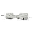 Benjara Lima 2pc Power Reclining Sofa and Loveseat Set- Ivory Faux Leather