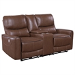 Benjara Lima 2pc Power Reclining Sofa and Loveseat Set- Brown Faux Leather