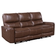 Benjara Lima 2pc Power Reclining Sofa and Loveseat Set- Brown Faux Leather