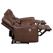 Benjara Lima 2pc Power Reclining Sofa and Loveseat Set- Brown Faux Leather