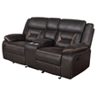 Benjara Garie 2pc Manual Reclining Sofa and Loveseat Set- Brown Faux Leather