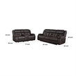 Benjara Garie 2pc Manual Reclining Sofa and Loveseat Set- Brown Faux Leather