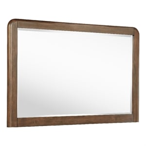 Benjara 32&quot Rie Dresser Mirror- Walnut Brown Wood- Rounded Open Corners