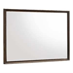 Benjara 34&quot Genu Dresser Mirror- Warm Brown Wood Frame- Beveled Glass