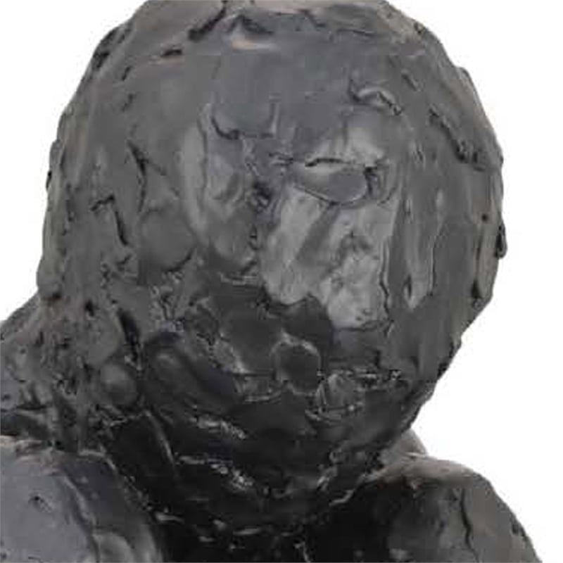 Benjara Roy Abstract Contemplative Man Figurine- Black Resin Art- 27 Inch