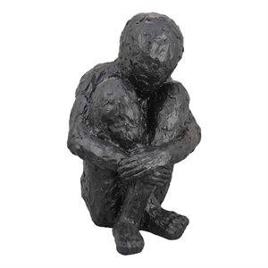 Benjara Roy Abstract Contemplative Man Figurine- Black Resin Art- 27 Inch