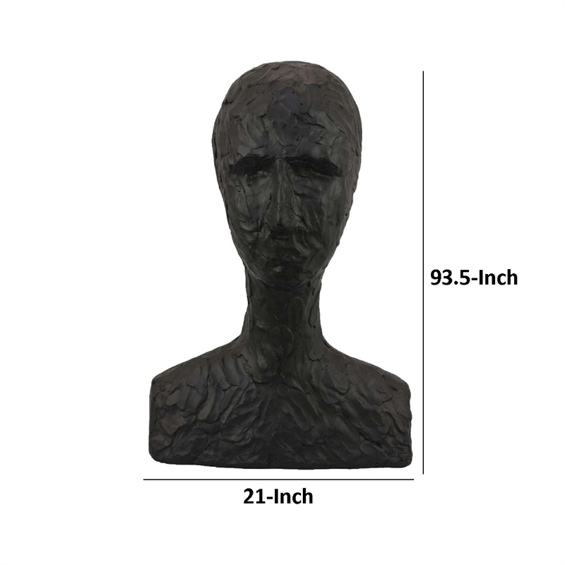 Benjara Nyk Abstract Bust Figurine- 94 Inch- Human Head Design- Black Resin