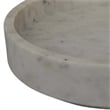 Benjara Accent Decorative Bowl- Tray Edge Antique Style White Marble- 13 Inch