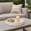 Benjara Accent Decorative Bowl- Tray Edge Antique Style White Marble- 13 Inch