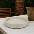 Benjara Accent Decorative Bowl- Tray Edge Antique Style White Marble- 13 Inch