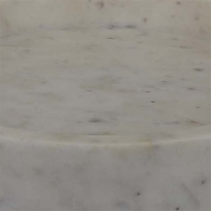 Benjara Accent Decorative Bowl- Tray Edge Antique Style White Marble- 13 Inch