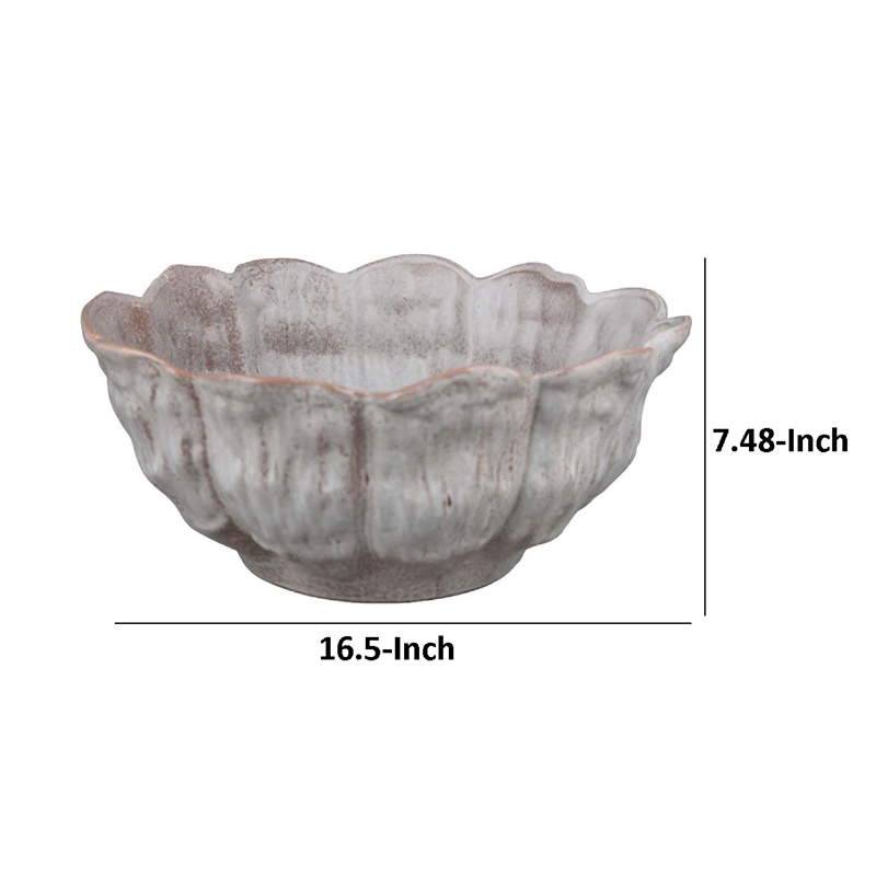 Benjara Bobo Decorative Bowl- Floral Design- 17