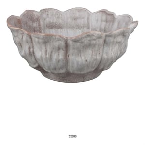 Benjara Bobo Decorative Bowl- Floral Design- 17&quot White Ceramic