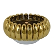 Benjara Milly Decorative Bowl- Raised Petal Rim- Gold Metallic Ceramic 13 Inch