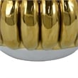 Benjara Milly Decorative Bowl- Raised Petal Rim- Gold Metallic Ceramic 13 Inch