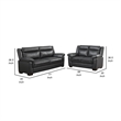 Benjara Araba 2 Piece Sofa and Loveseat Set- Gray- Faux Leather