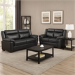 Benjara Araba 2 Piece Sofa and Loveseat Set- Gray- Faux Leather