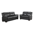 Benjara Araba 2 Piece Sofa and Loveseat Set- Gray- Faux Leather