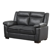 Benjara Araba 2 Piece Sofa and Loveseat Set- Gray- Faux Leather