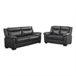 Benjara Araba 2 Piece Sofa and Loveseat Set- Gray- Faux Leather