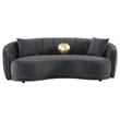 Benjara Buo 2pc Living Room Set- Sofa and Loveseat- Gold Trim- Dark Gray Velvet