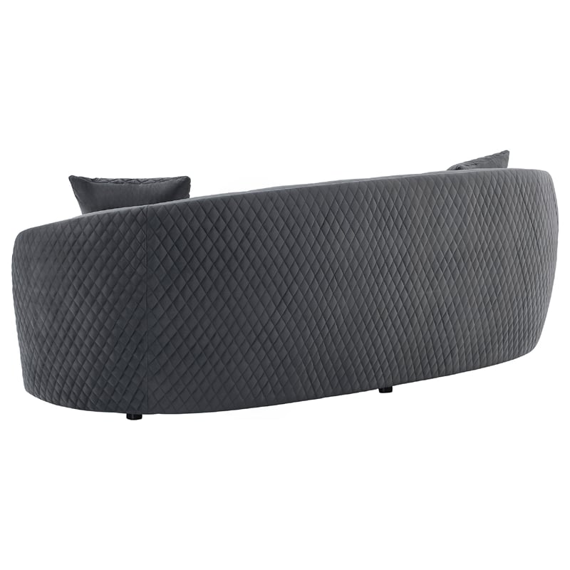 Benjara Buo 2pc Living Room Set- Sofa and Loveseat- Gold Trim- Dark Gray Velvet