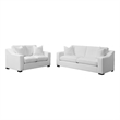 Benjara Shanice 2pc Living Room Sofa Set- 4 Accent Pillows- White Trillium