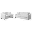 Benjara Shanice 2pc Living Room Sofa Set- 4 Accent Pillows- White Trillium