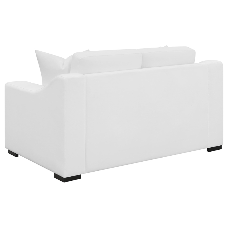 Benjara Shanice 2pc Living Room Sofa Set- 4 Accent Pillows- White Trillium