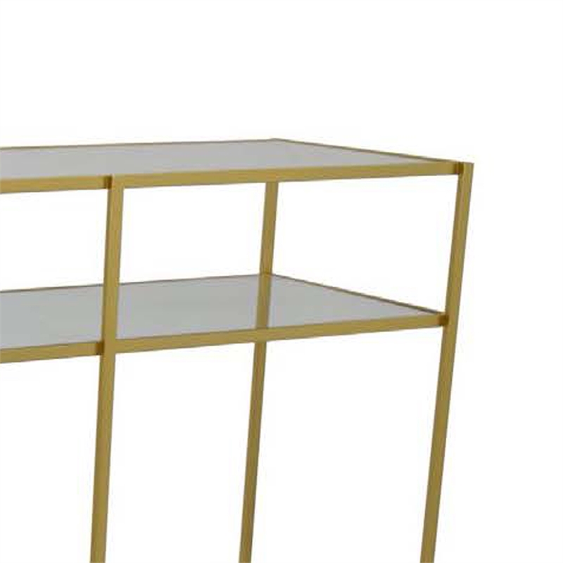 Benjara Woly Plant Stand Rack- 2 Glass Shelves- 59