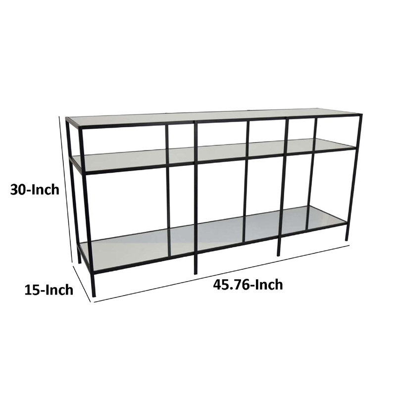 Benjara Woly Plant Stand Rack- 2 Glass Shelves- 59