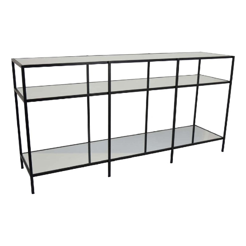 Benjara Woly Plant Stand Rack- 2 Glass Shelves- 59