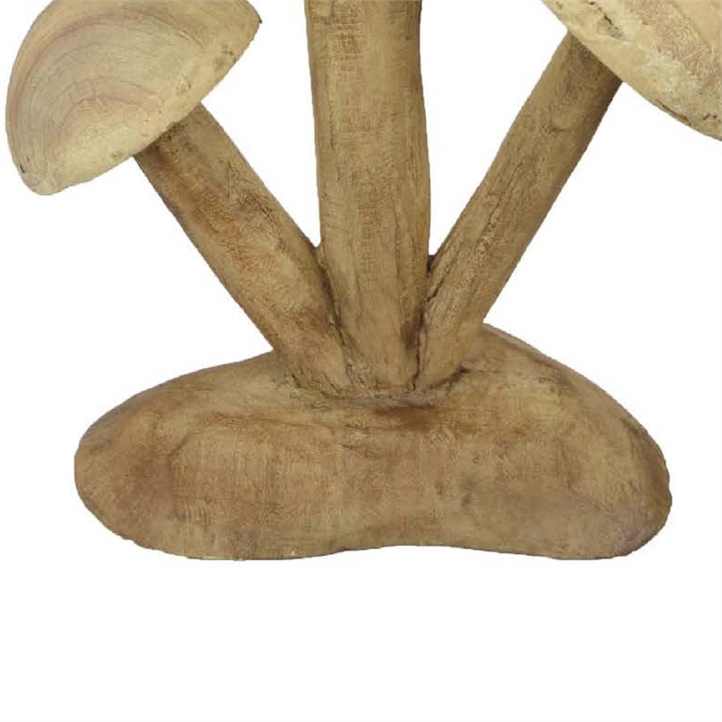 Benjara Sarah Outdoor Accent Decor- 3 Mushroom Sculpture- Natural Brown Resin