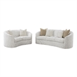 Benjara Tia 2pc Living Room Sofa Set with 6 Accent Pillows- White Boucle