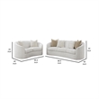 Benjara Tia 2pc Living Room Sofa Set with 6 Accent Pillows- White Boucle