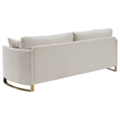 Benjara Lizzy 2pc Sofa and Loveseat Living Room Set- 4 Pillows- Beige Velvet