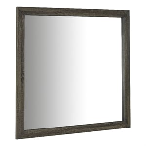 Benjara Reay Rectangular Dresser Mirror- Flat Glass Design- Oak Brown Wood