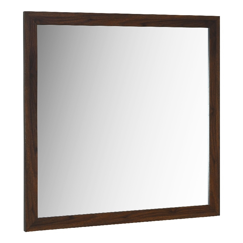 Benjara Yels Dresser Mirror- Squared Corners- Flat Glass Design- Brown Wood