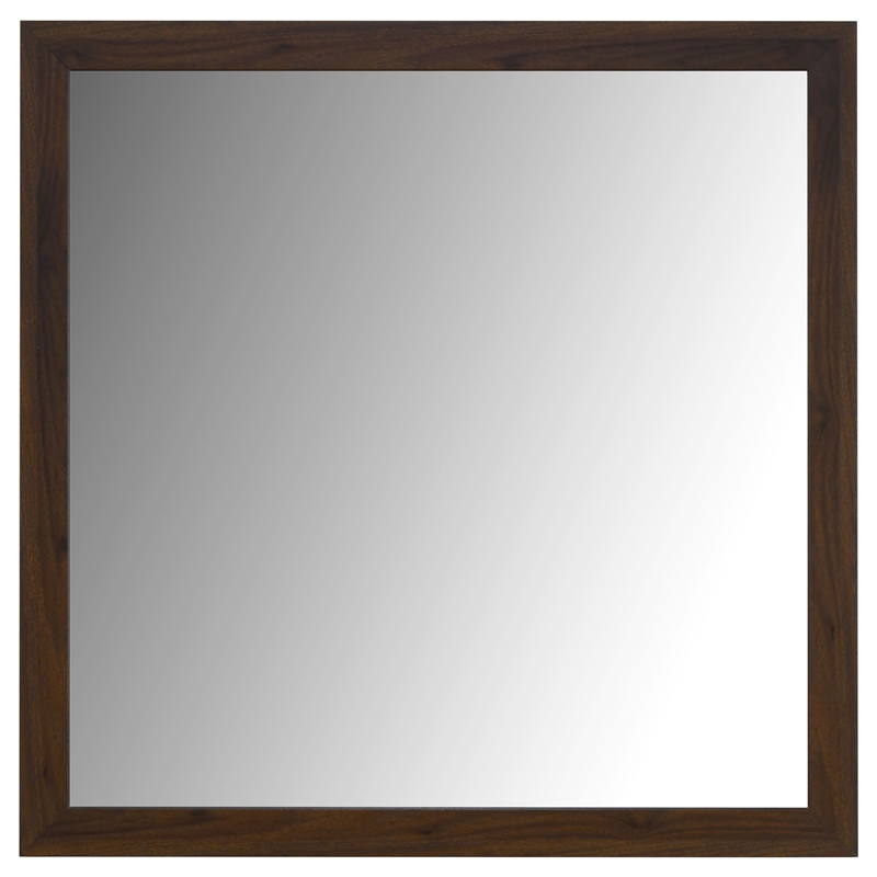 Benjara Yels Dresser Mirror- Squared Corners- Flat Glass Design- Brown Wood