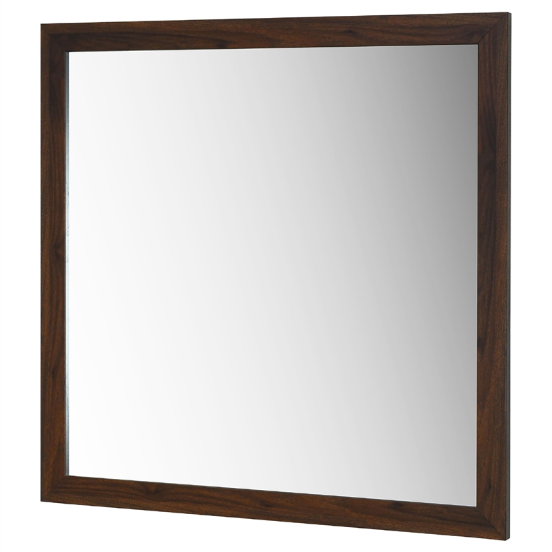 Benjara Yels Dresser Mirror- Squared Corners- Flat Glass Design- Brown Wood