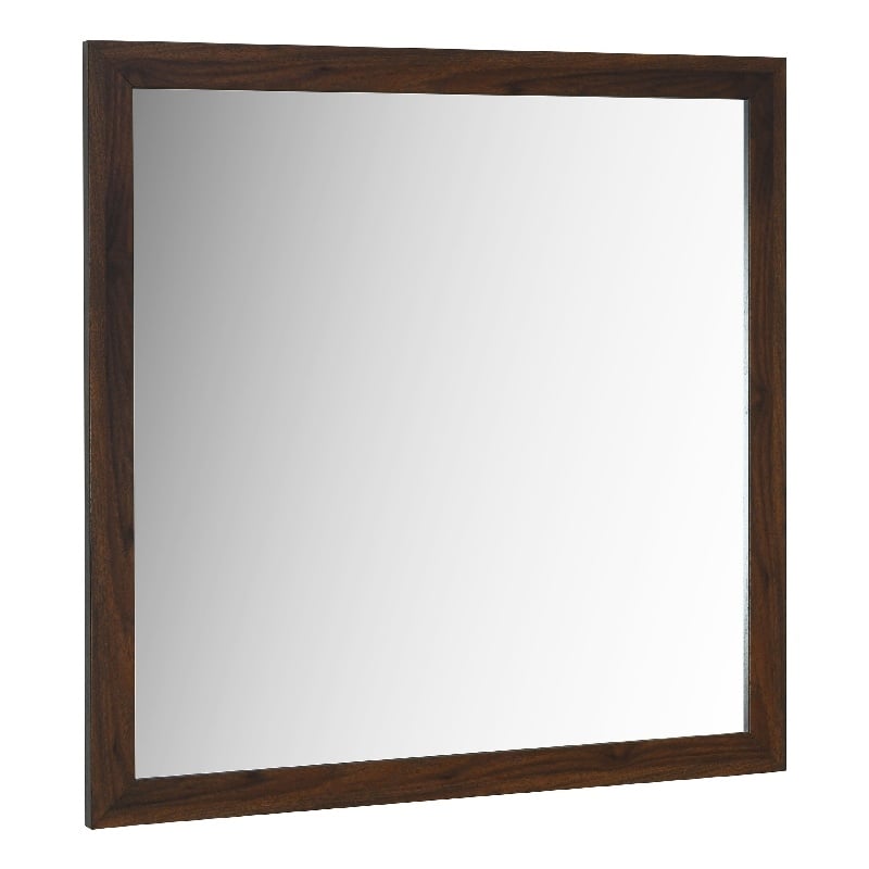 Benjara Yels Dresser Mirror- Squared Corners- Flat Glass Design- Brown Wood