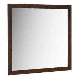 Benjara Yels Dresser Mirror- Squared Corners- Flat Glass Design- Brown Wood